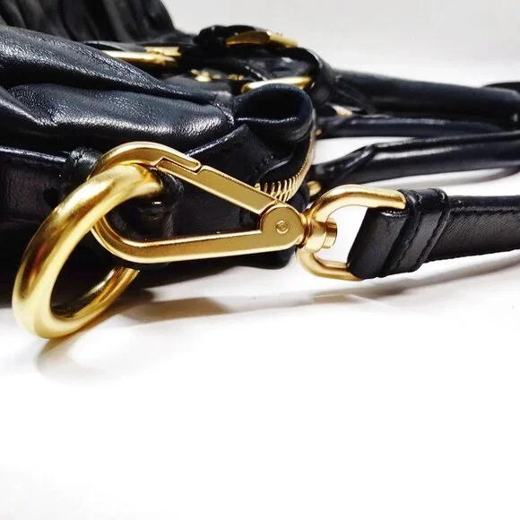 Authentic Prada Hand Bag Nappa Gaufre 2way Black Leather mn720-121725 - Picture 7 of 16